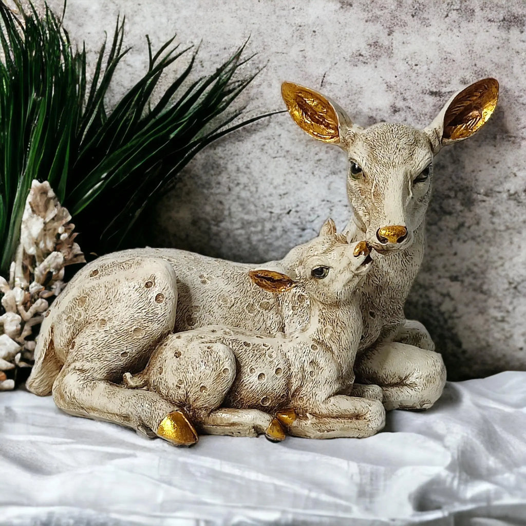 Deer Statue Table Decor - Rustic Mother and Child Sculpture WINNKRAFT