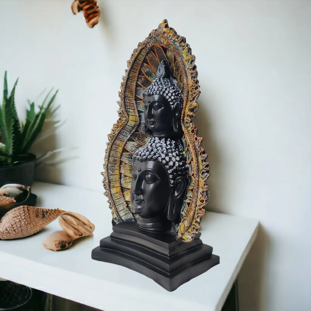 Double Head Lord Buddha Statue - Black & Gold WINNKRAFT