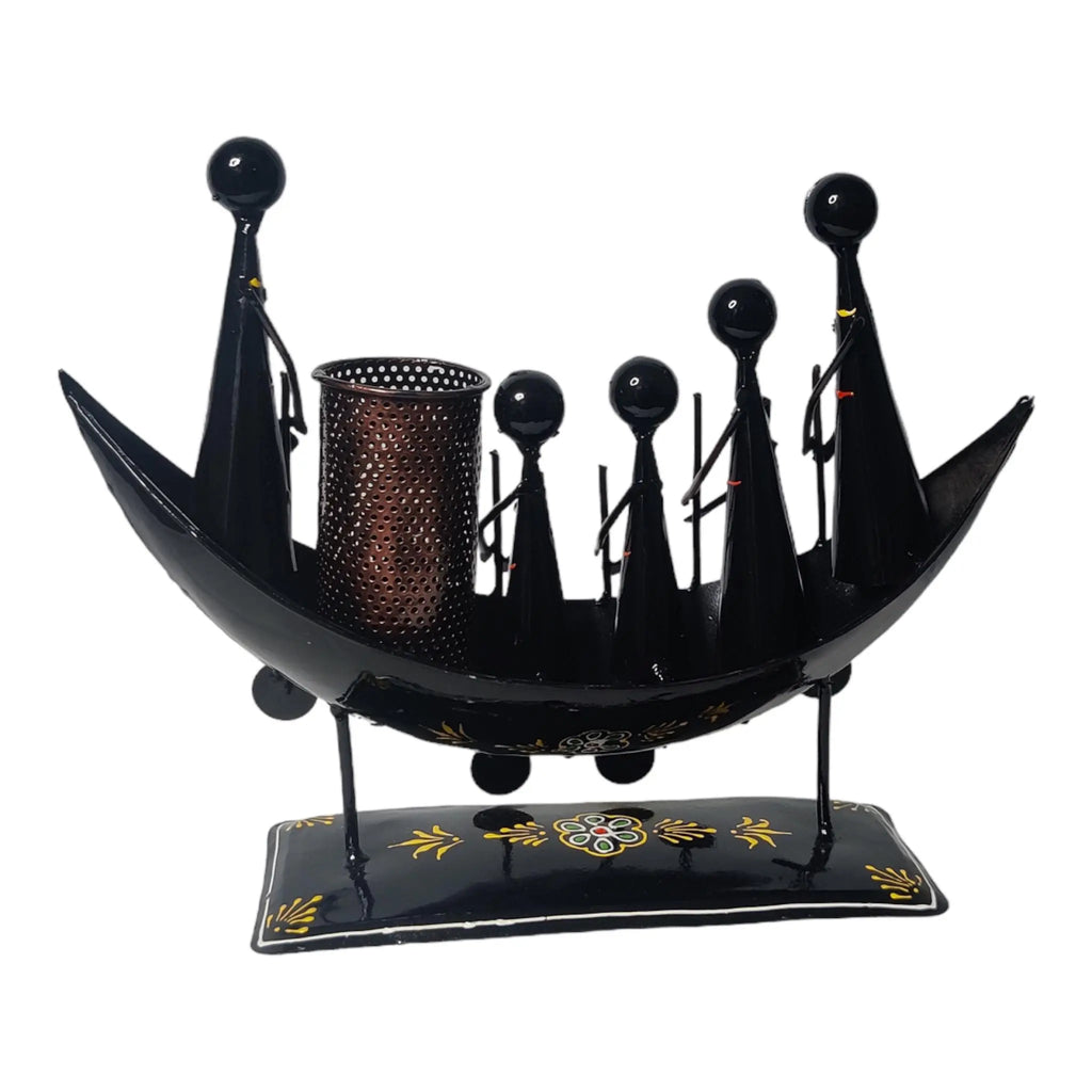 Metal Boat with Pen Stand - Handcrafted Nautical Decor and Pen Organizer WINNKRAFT
