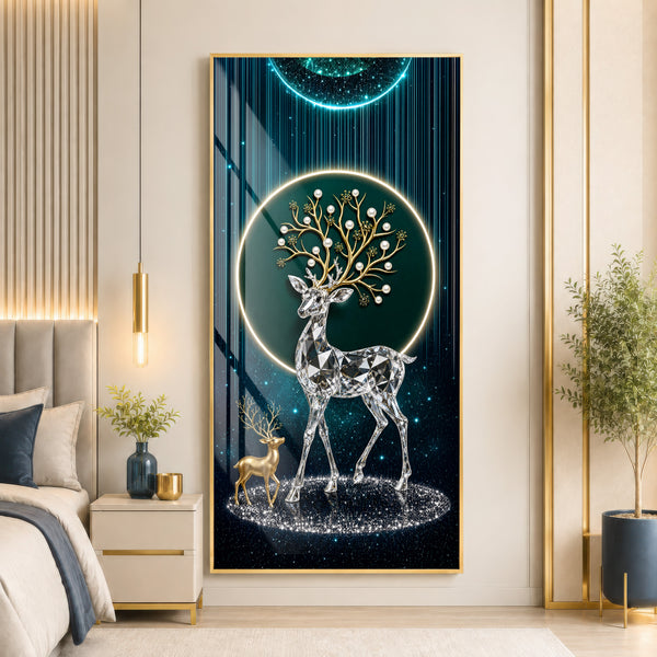 Celestial Crystal Deer Premium Acrylic Wall Art
