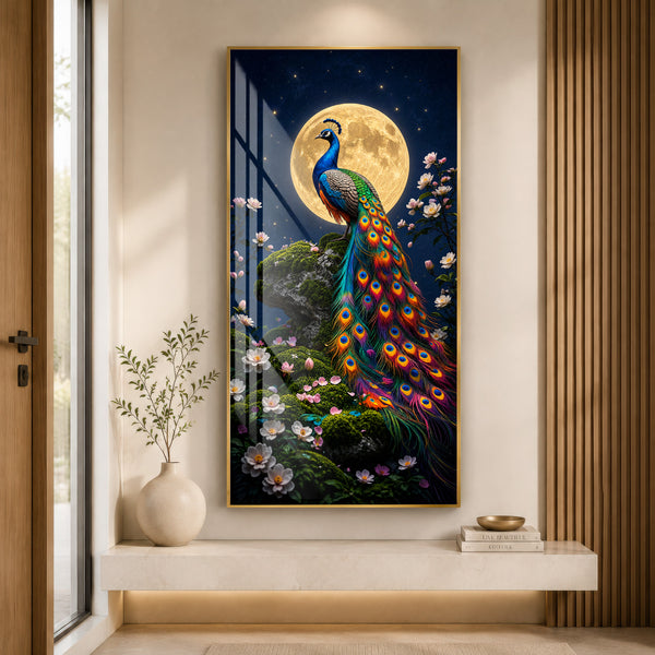 Moonlit Peacock Premium Acrylic Wall Art