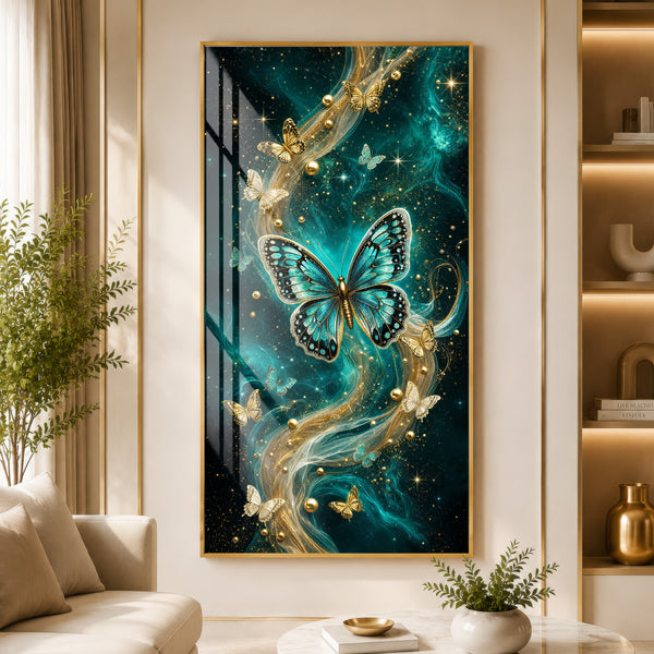 Turquoise Butterfly Premium Acrylic Wall Art